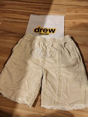 Drew house Corduroy Khaki Shorts with Embroidered Logo